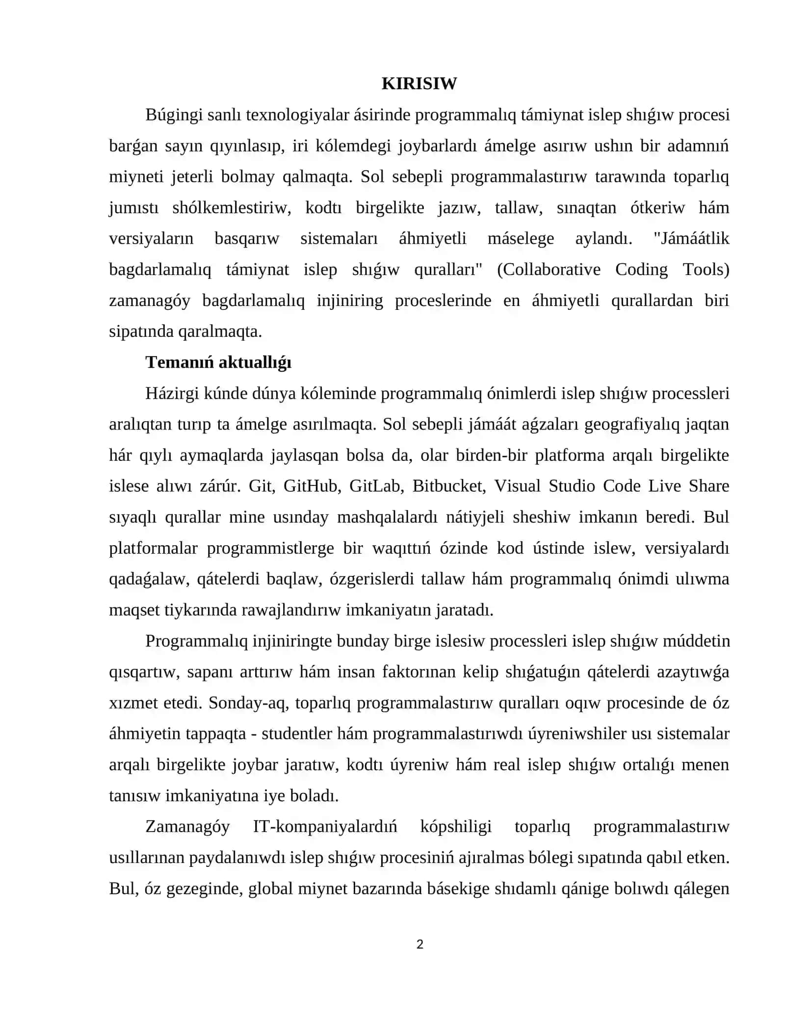 Jámáátlik programmalastırıw 2
