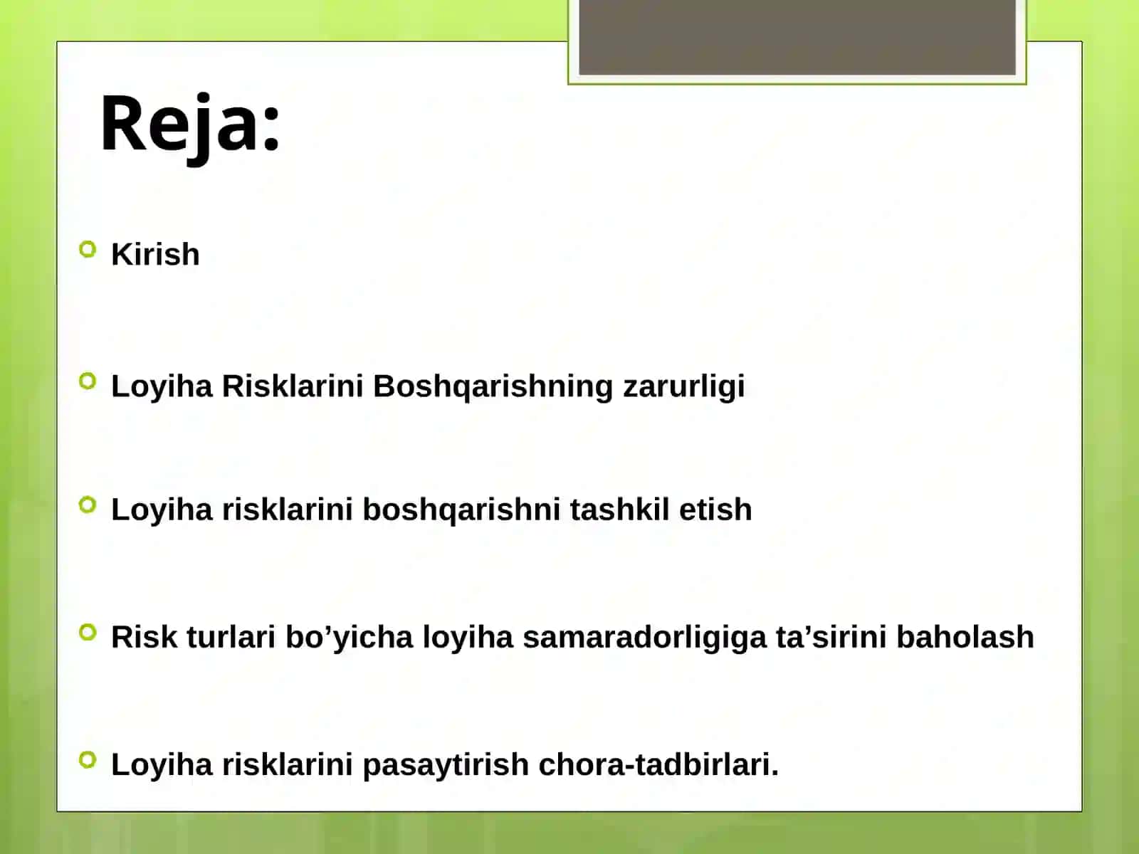 Investitsiya Loyihasi Risklarini Boshqarish 2
