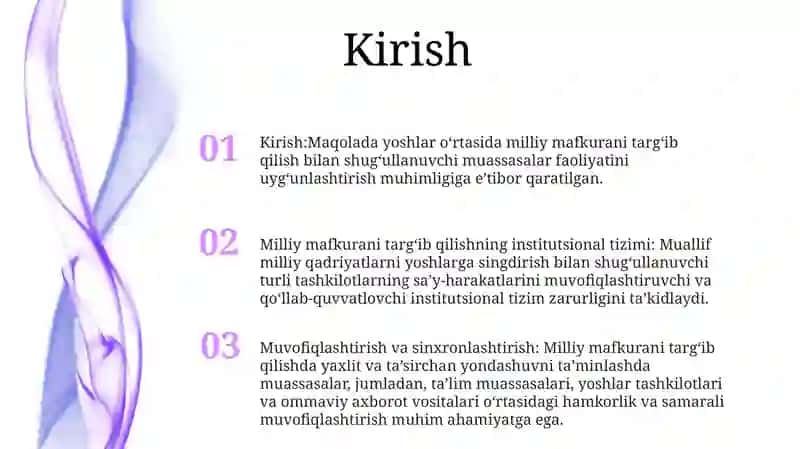 Yoshlarni Milliy Goya Ruhida Tarbiyalashning Institutsional Tizimi Faoliyatini Muvofiqlashtirish Masalalari 2
