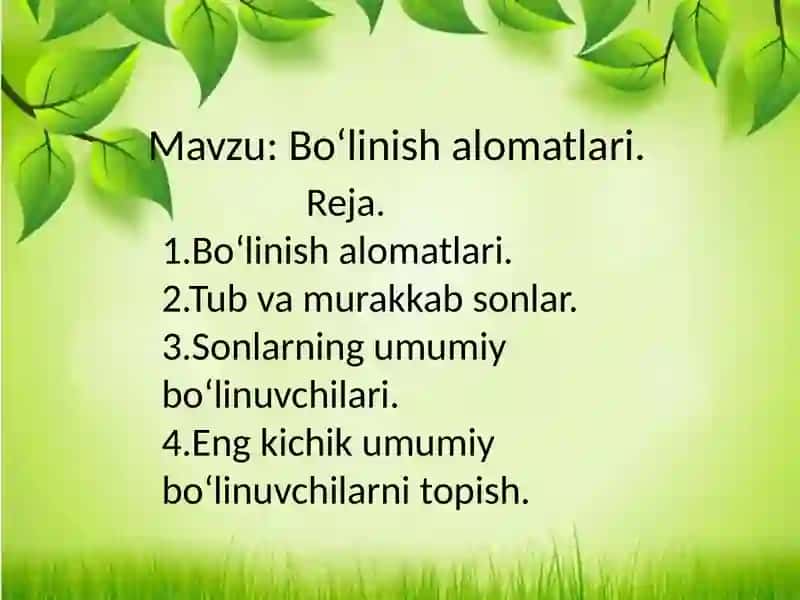 Bo'linish alomatlari 2