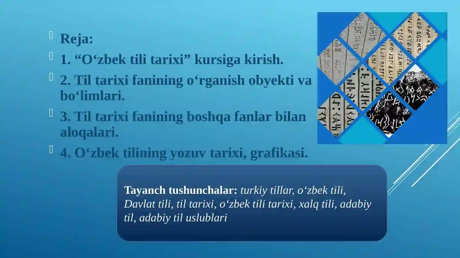 Oʻzbek tili tarixi faning predmeti, maqsadi va vazifalari. 2