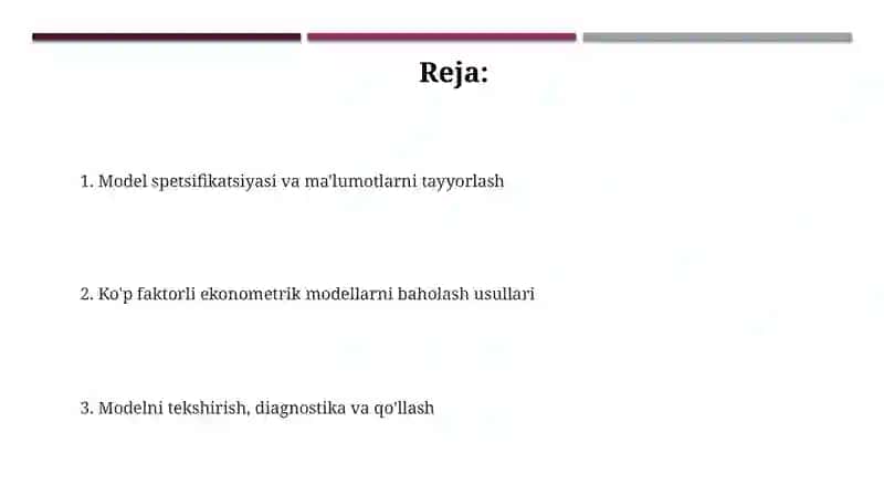 Koʻp omilli ekonometrik modellarni tuzish usullari 2