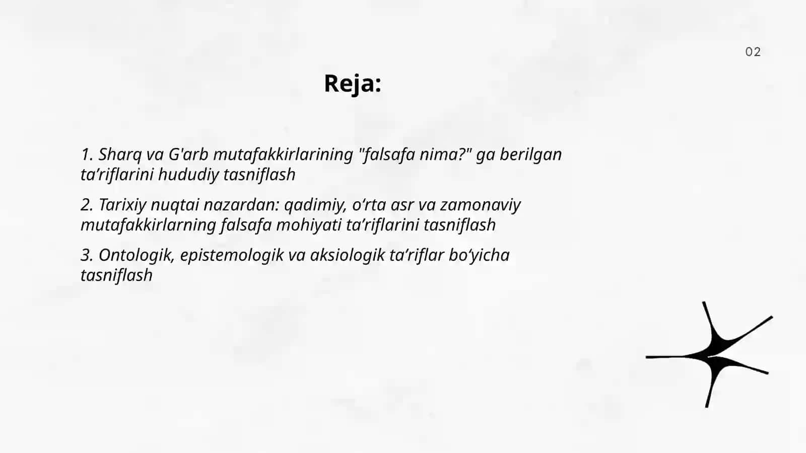 Falsafaning mohiyatiga oid Sharq va Ĝarb mutafakkirlari tariflarini tasniflash 2