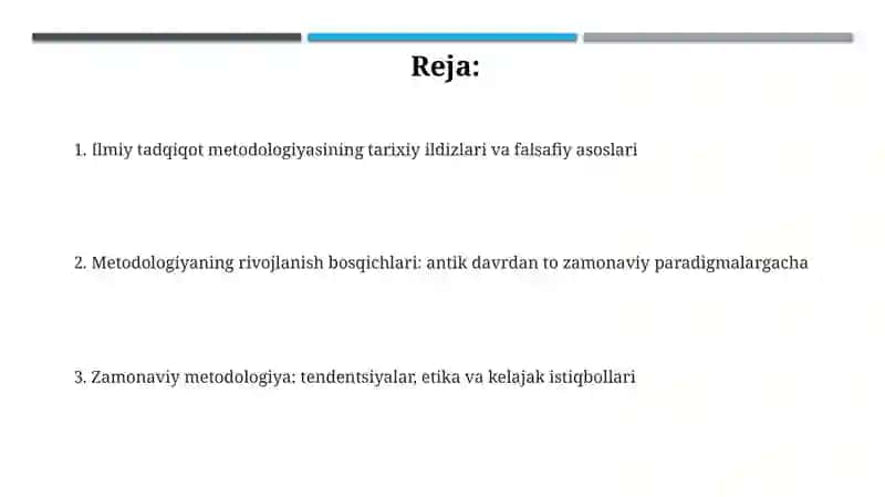Ilmiy tatqiqot metodologiya faning rivojlanish tarixi 2