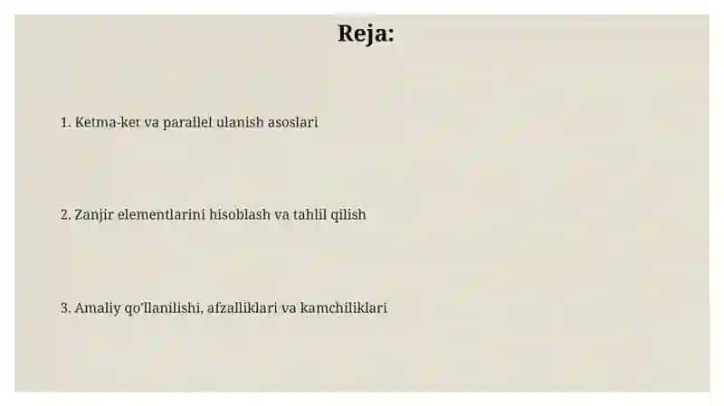 Elementlarni ketma ket va parallel ulash 2