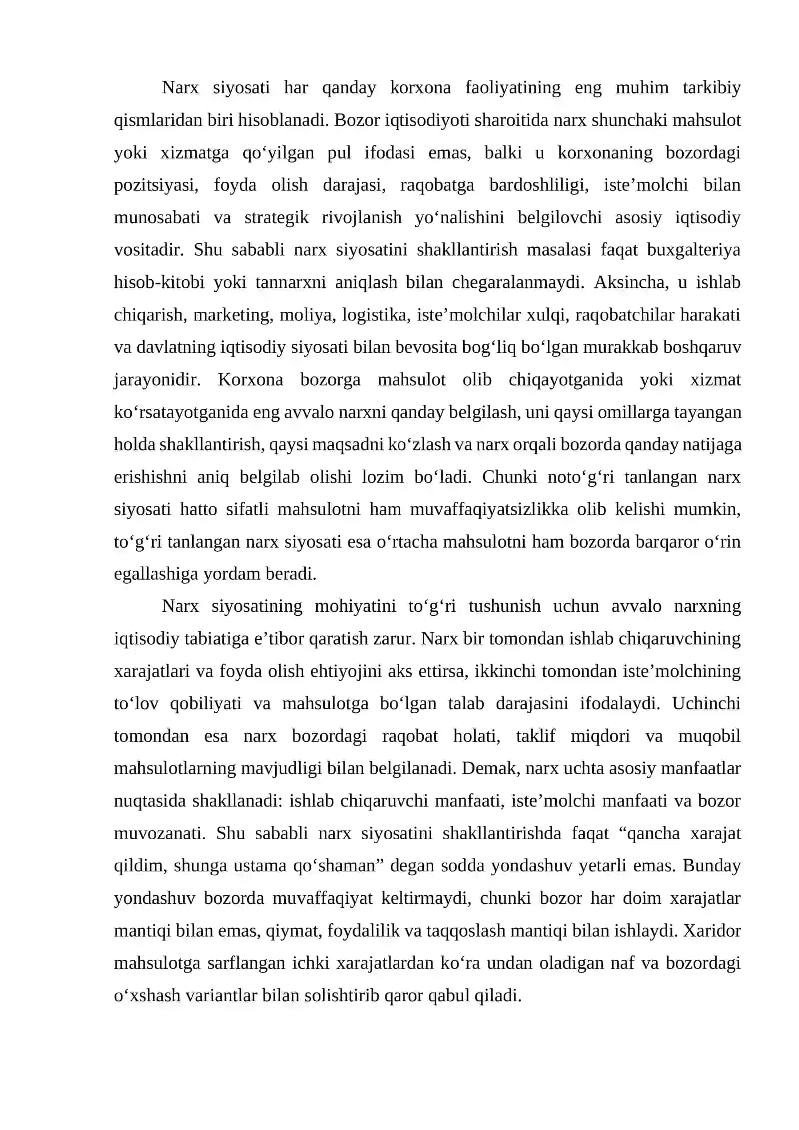 Narx siyosatini shakllantirish yo‘llari 2