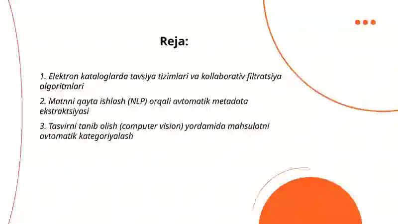 Elektron katalog tizimlarda sun'iy intelekt algoritmlarni qo'llash 2