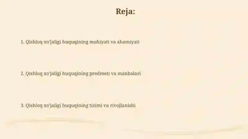 Qishloq xo'jaligi huquqining mohiyati 2