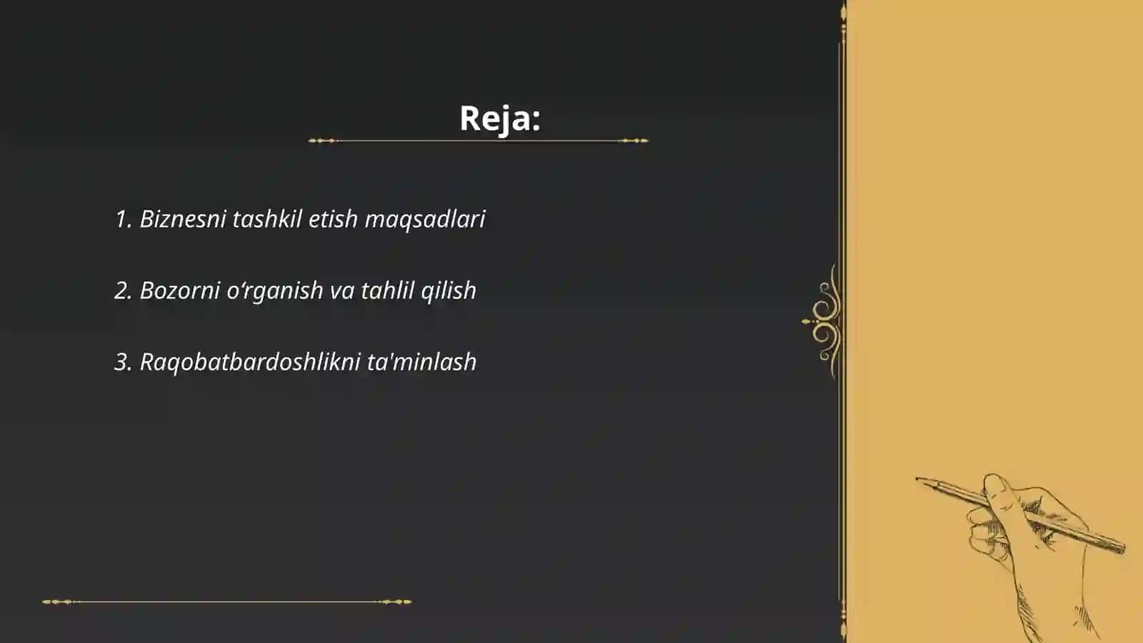 Biznesni tashkil etishning maqsadi va vazifalari 2