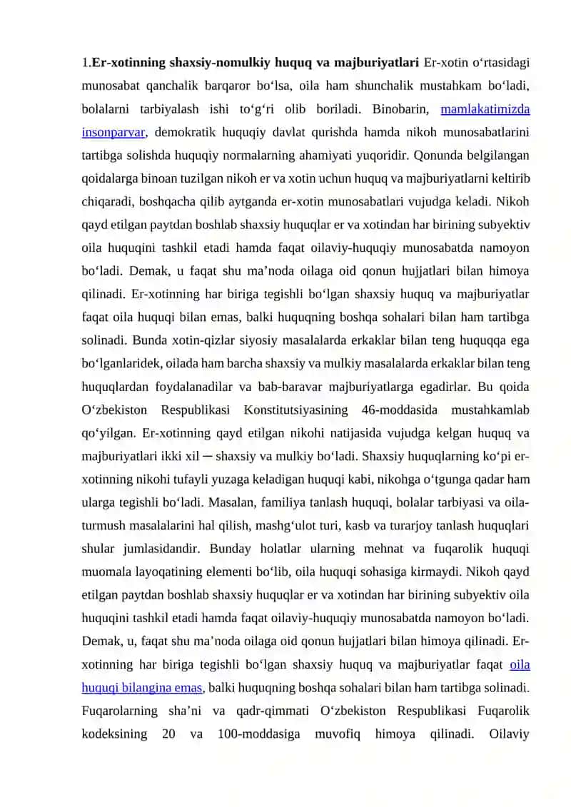 ER-XOTINNING SHAXSIY HUQUQ VA MAJBURIYATLARI 2