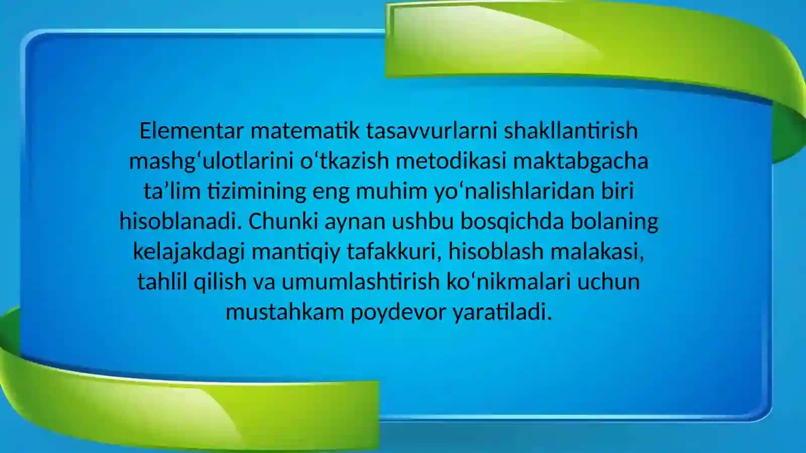Elementar matematik tasavvurlarni shakllantirish mashg‘ulotlarini o'tkazish metodikasi 2