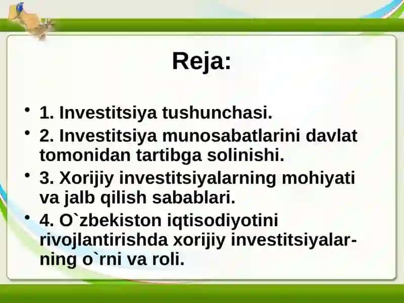 Investisiyalarning mohiyati, grafigi va funksiyasi 2