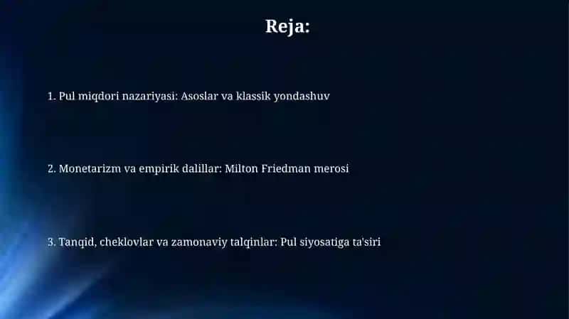 Pul miqdori nazariyasi 2