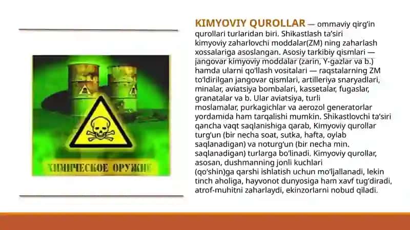 O’TKIRZAXARLANISHVA UNDAGI BIRINCHI YORDAM 2