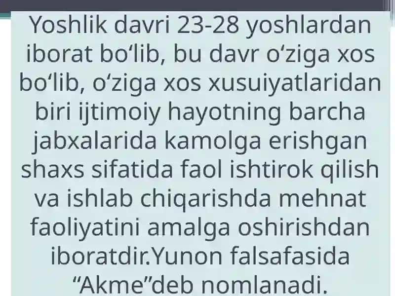 Yetuklikdavrining psixologik xususiyatlari 2