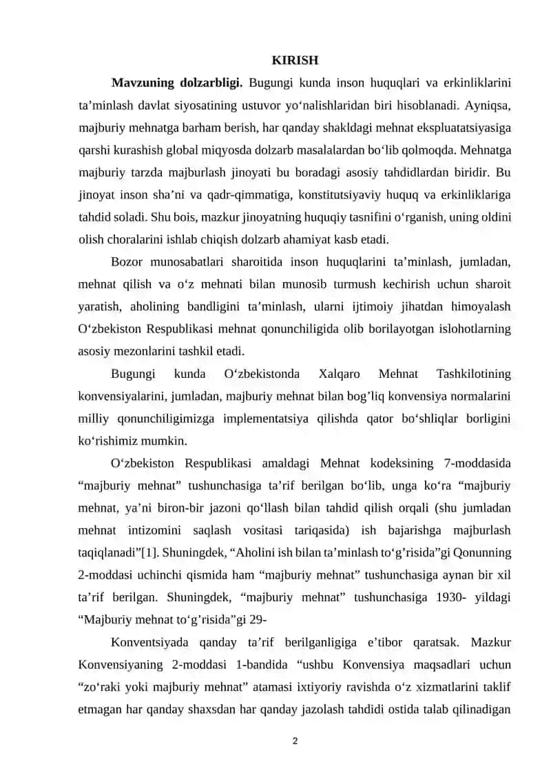 Mehnatga majburiy tarzda majburlash jinoyati 2