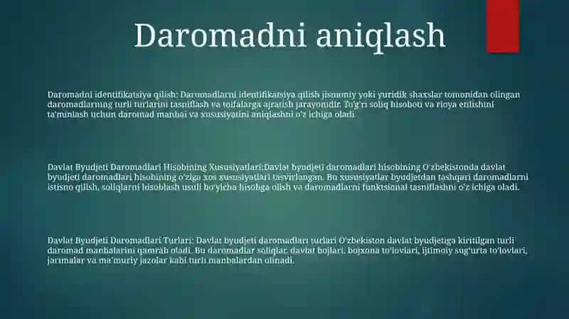 Davlat Byudjeti Daromadlari Hisobining Xususiyatlari 2