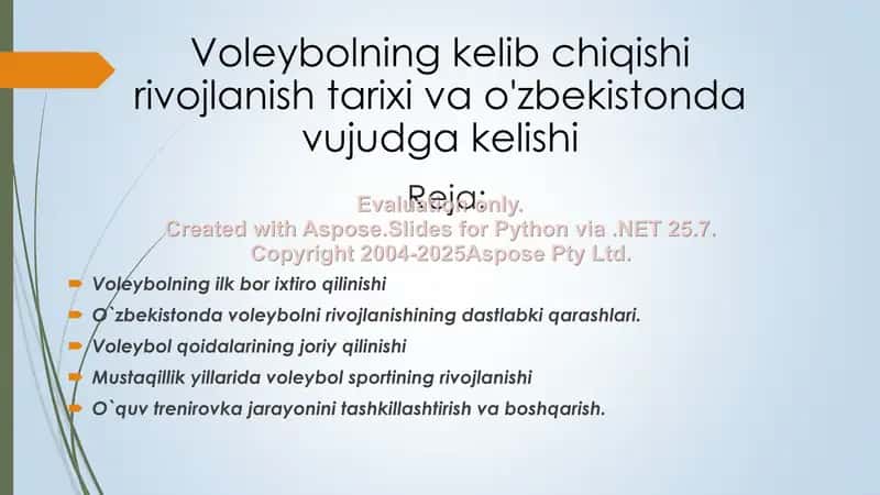 Voleybolning ilk bor ixtiro qilinishi va o'zbekistonda vujudga kelishi 2