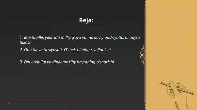 Mustaqillik yillarida O‘zbekistondagi ma’naviy va madaniy rivojlanish 2