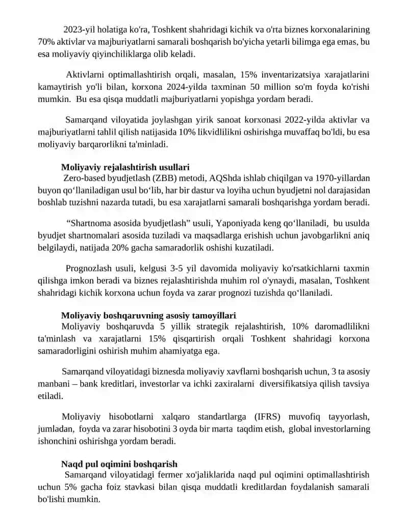 Moliya boshqaruvi va byudjetlashtirish 2
