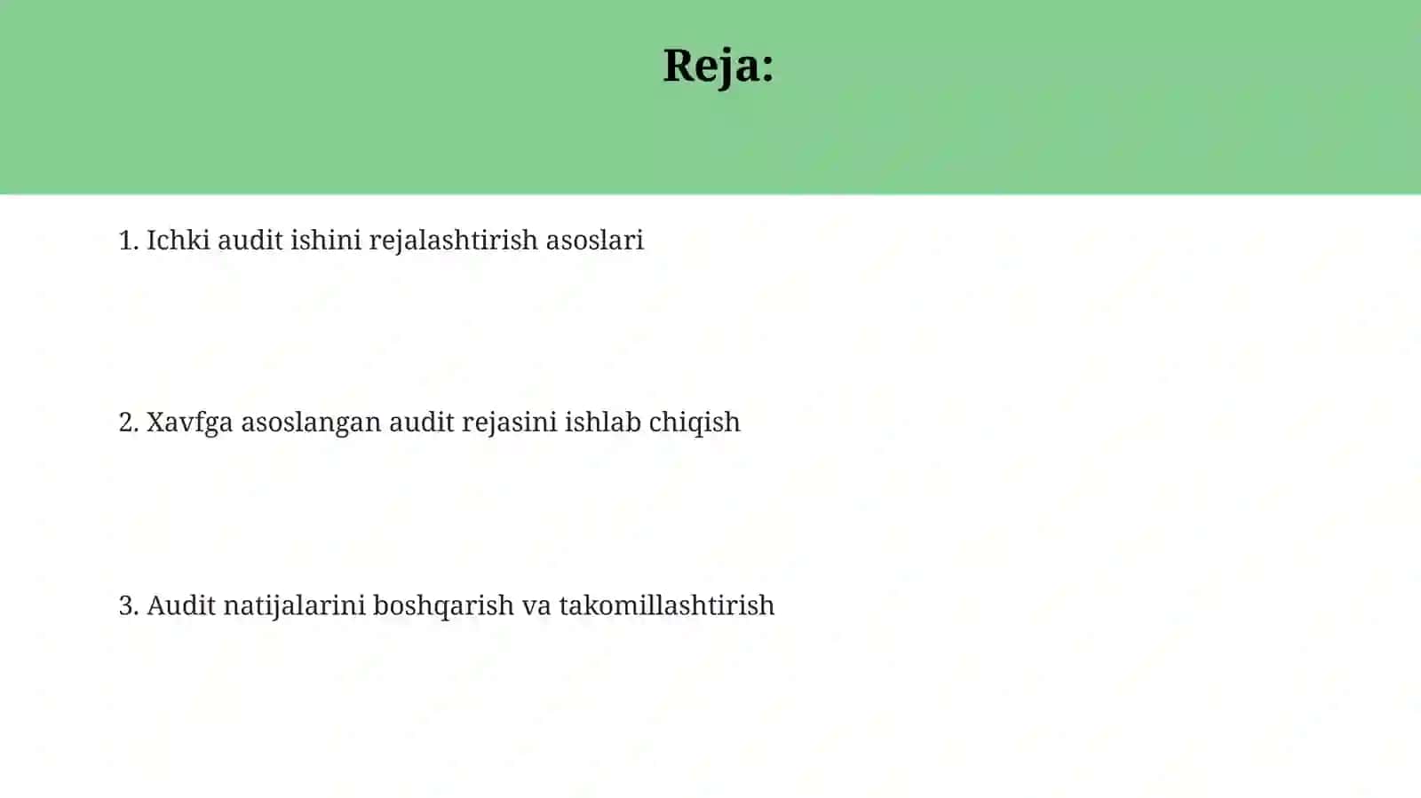 Ichki audit xizmatining ishini rejalashtirish 2
