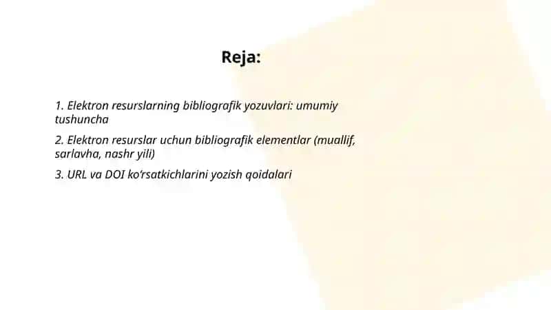 Elektron resurslarga bibliografik yozuv tuzish 2