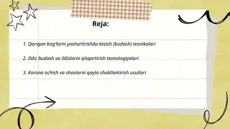 Qarigan bogʻlarni yoshartirish texnalogiyasi 2