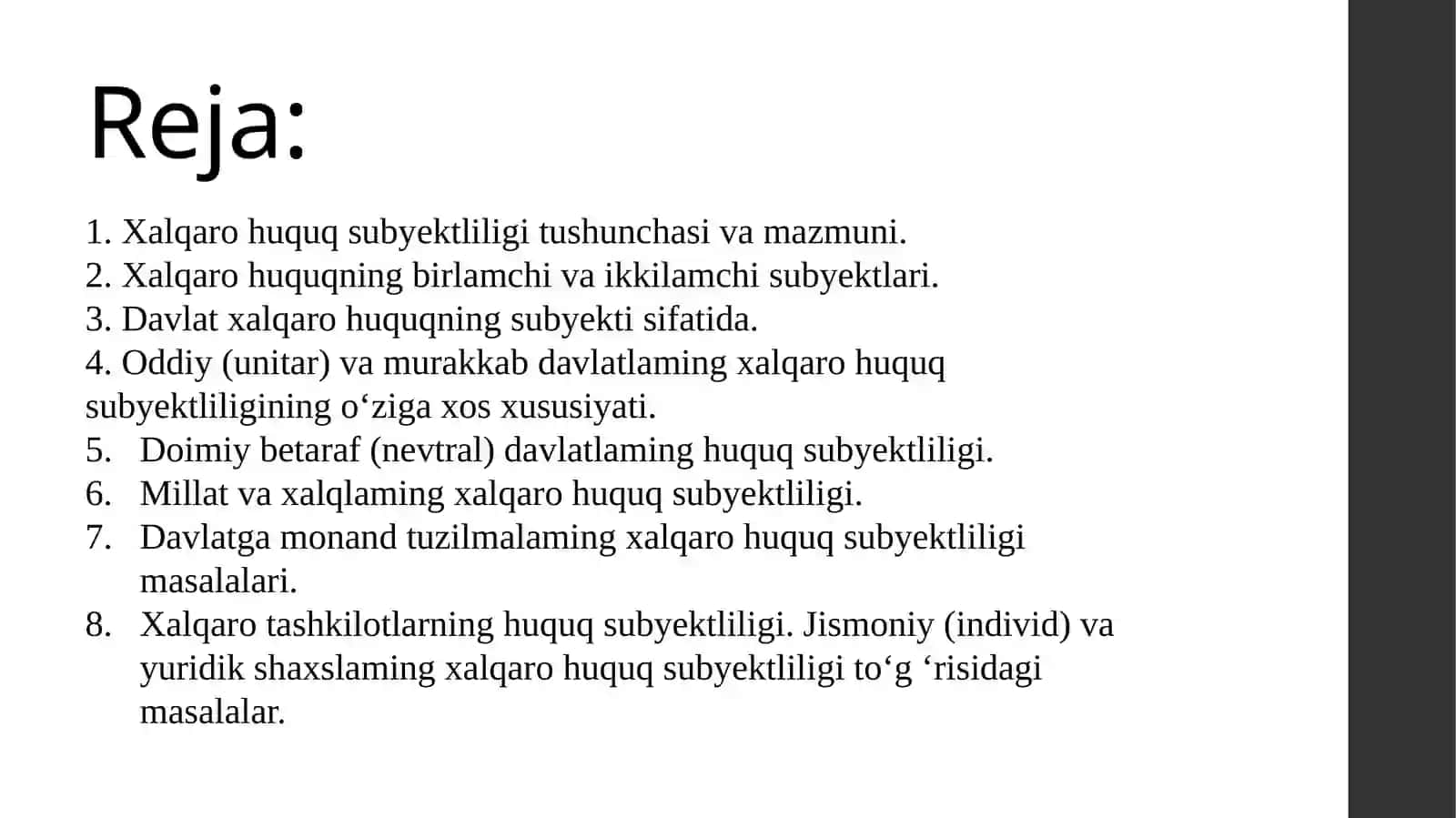Xalqaro huquqning birlamchi va ikkilamchi subyektlari 2