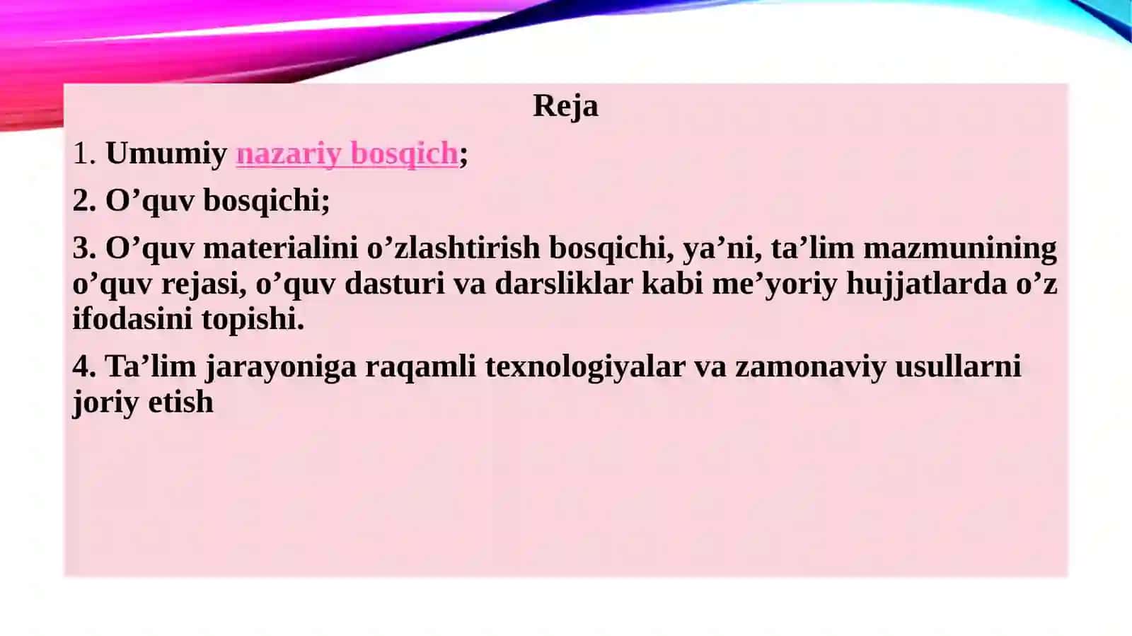 ta’lim mazmunini belgilab beruvchi me’yoriy xujjatlar 2
