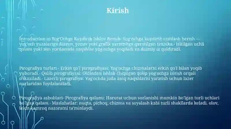 Yog'ochga Kuydirib Ishlov Berish Haqida Umumiy Malumot 2