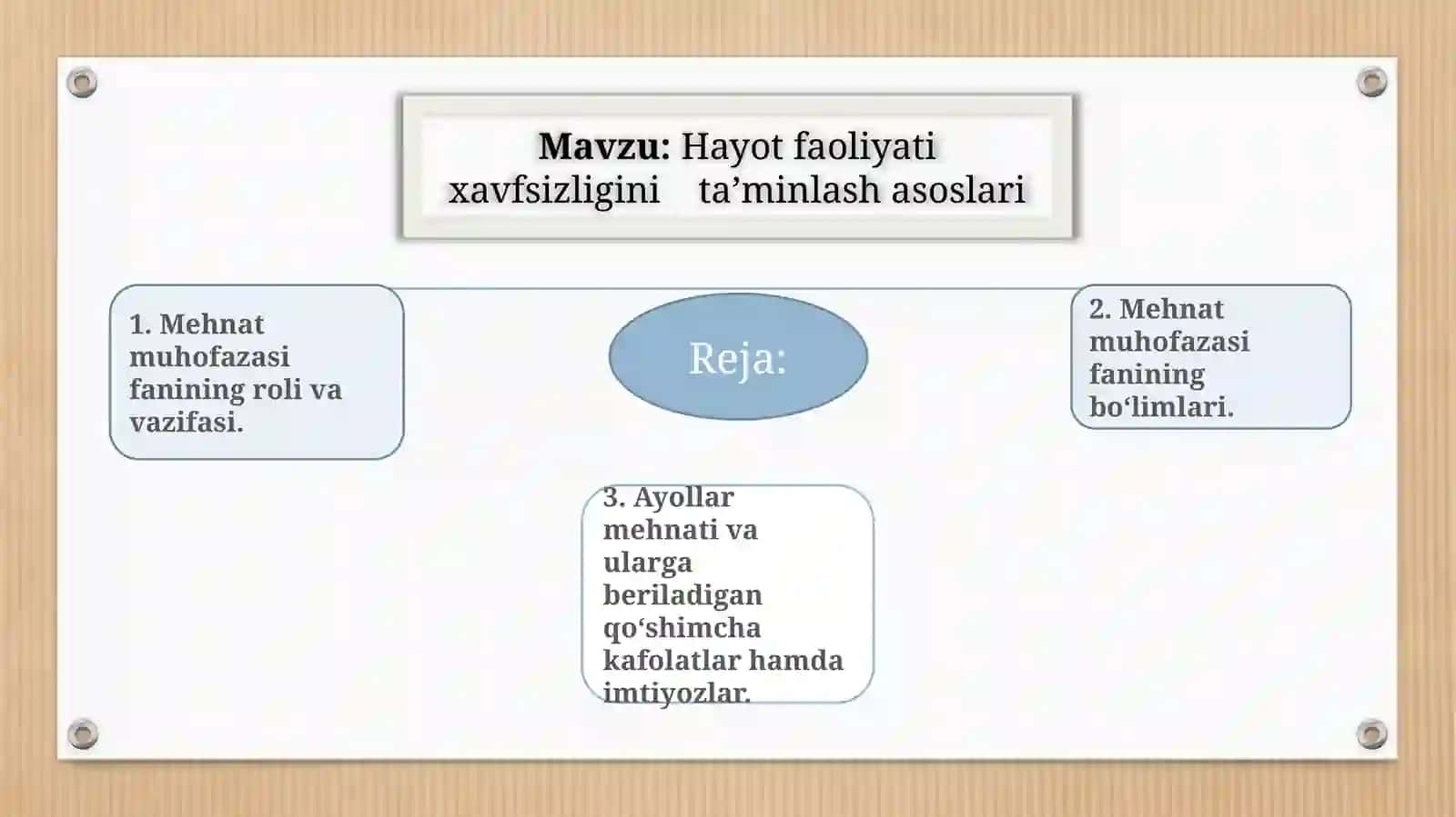 Hayot faoliyati xavfsizligini ta’minlash asoslari 2