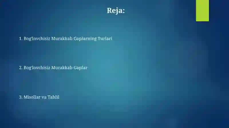 Bog‘lovchisiz Murakkab Gaplarning Turlari 2