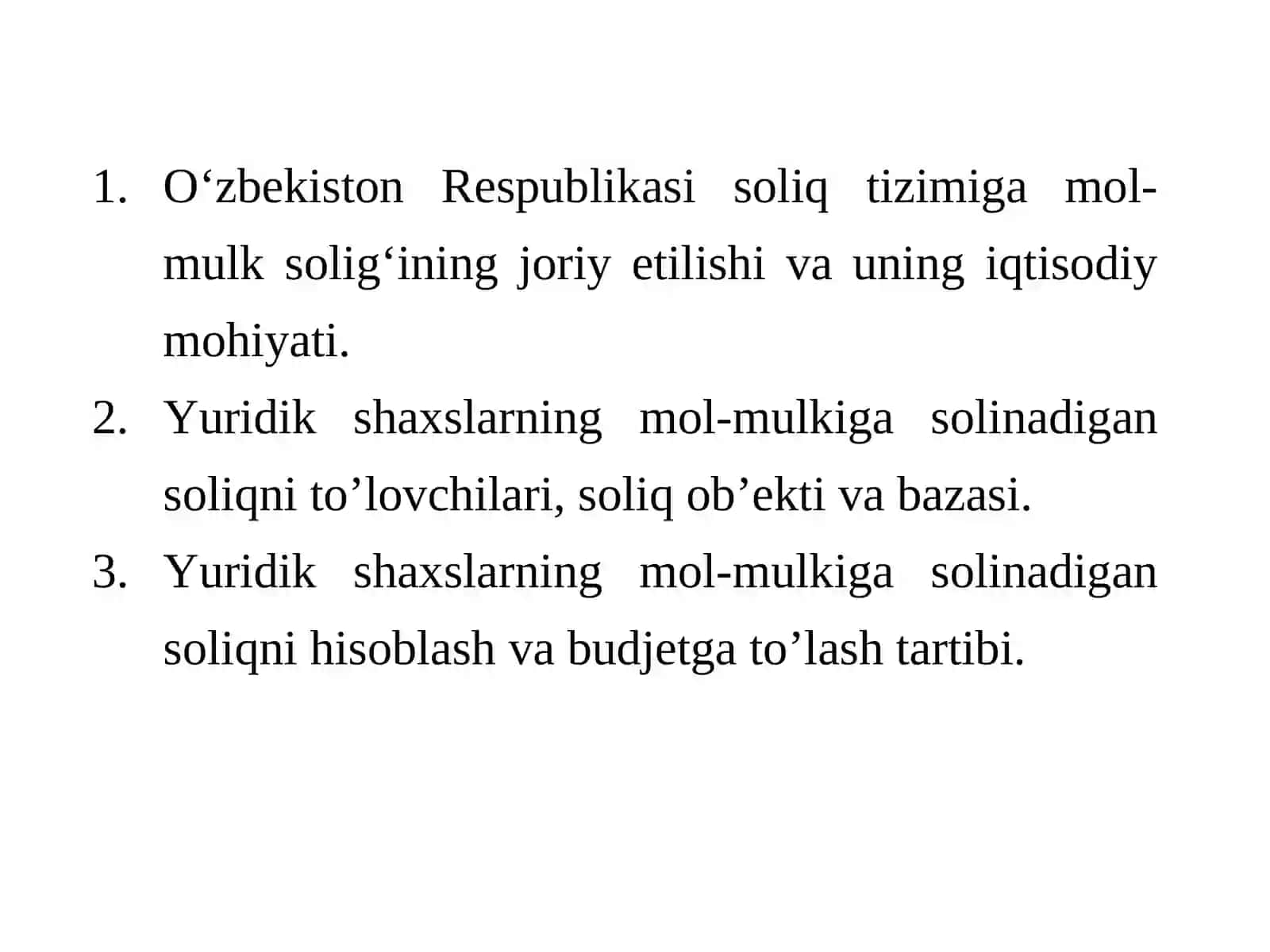 Yuridik shaxslarning mol-mulkiga solinadigan soliq 2