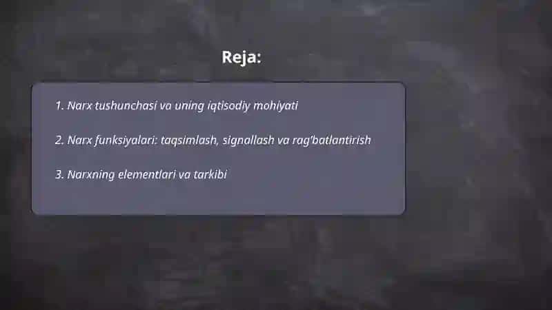 Narxning mohiyati va shakllanish xususiyatlari 2