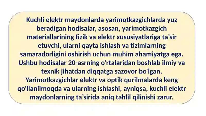 Kuchli Elektr Maydonda Yarimotkazgichlarda Yuz Beradigan Hodisalar 2