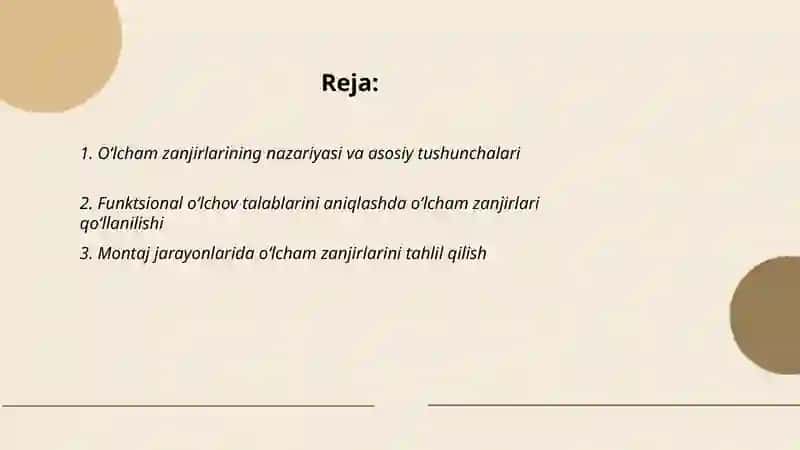 Oʻlcham zanjirlarining ishlatilishi 2