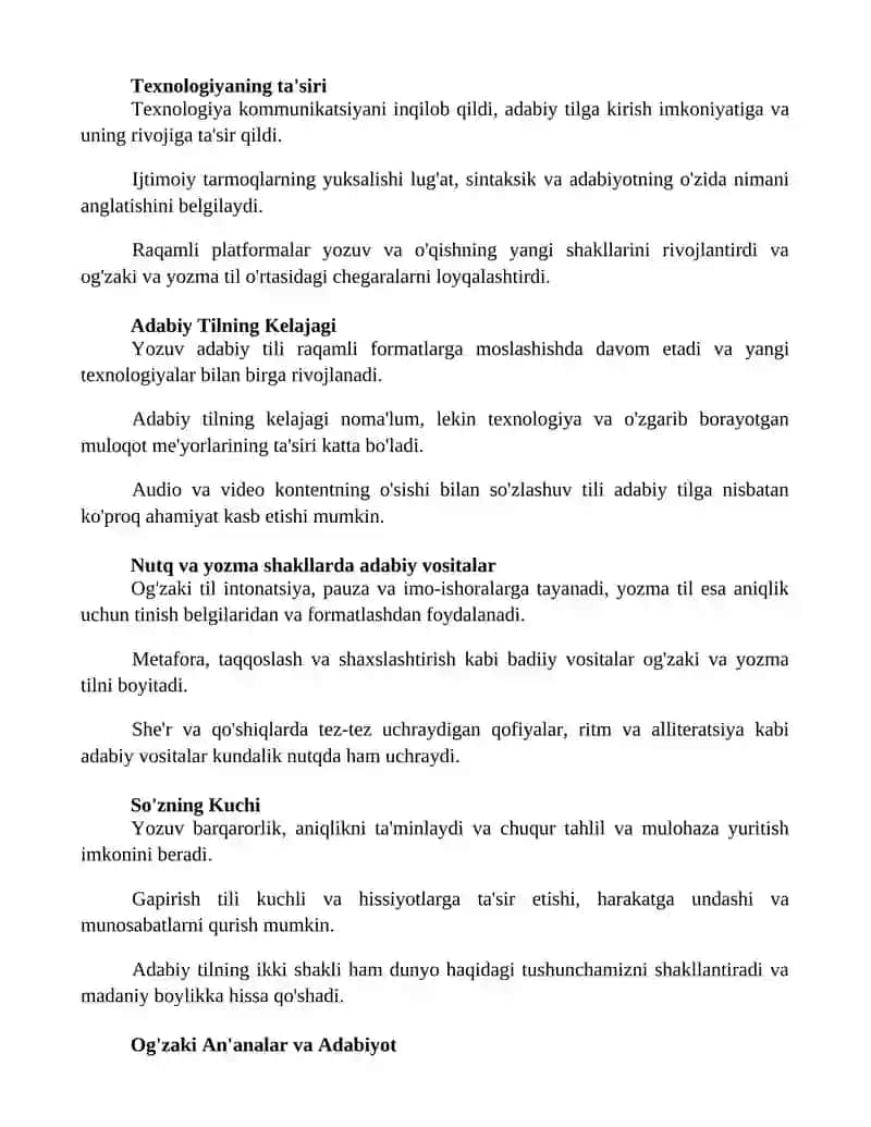 Adabiy tilning og'zaki va yozma shakllari 2