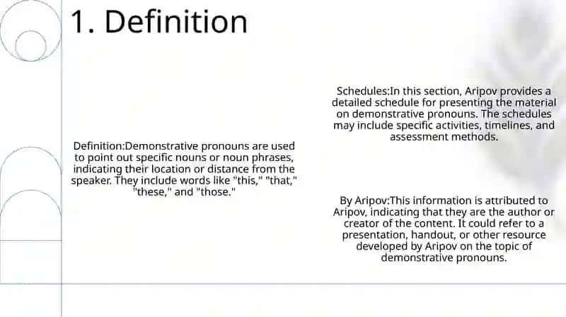 Demonstrative Pronouns Schedules 2