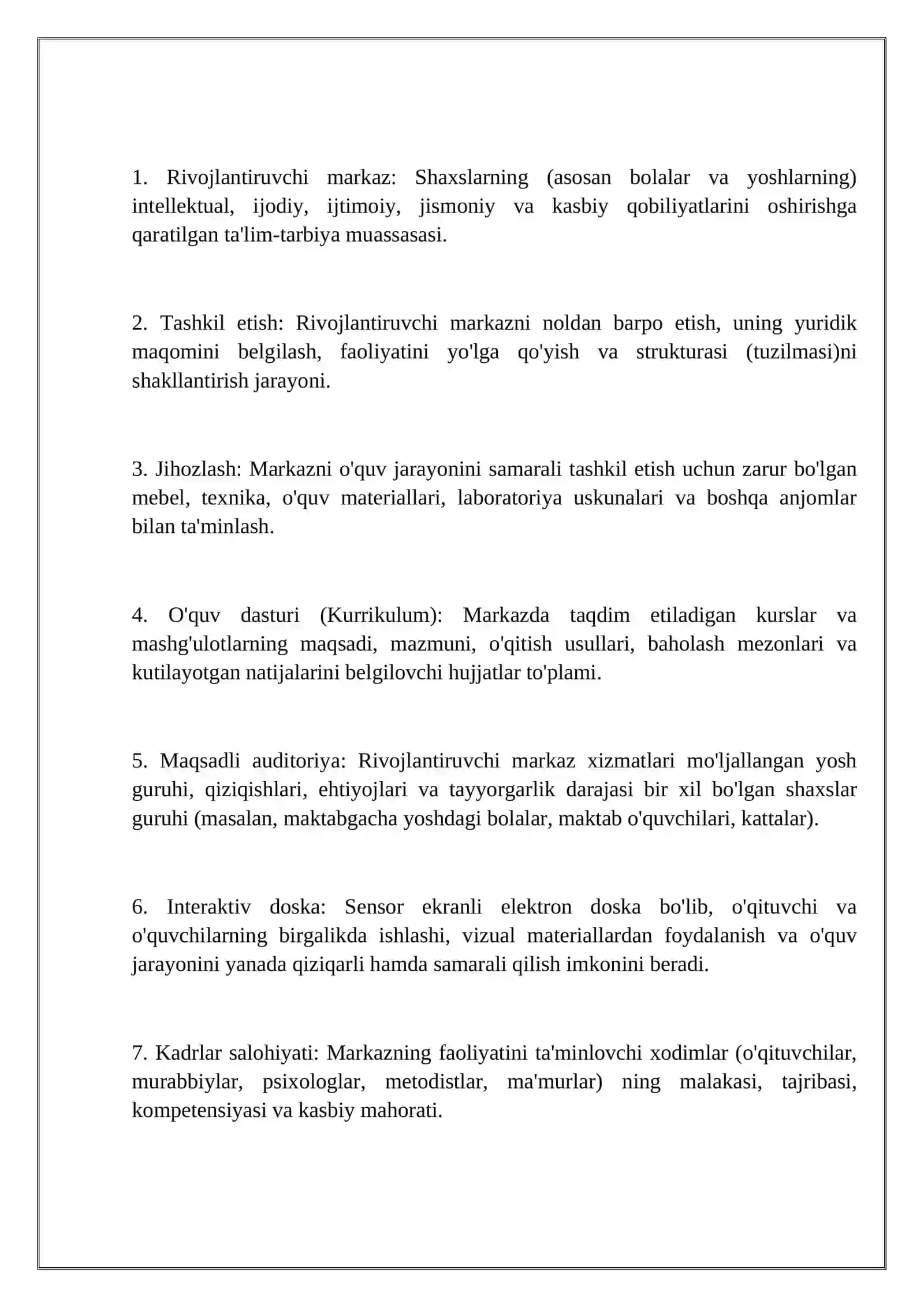 Rivojlantiruvchi markazlar 2