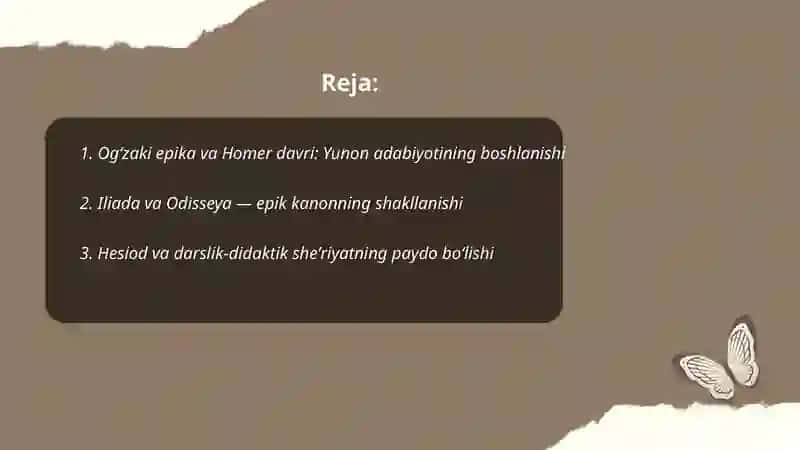 Yunon adabiyotining shakllanish davrlari 2