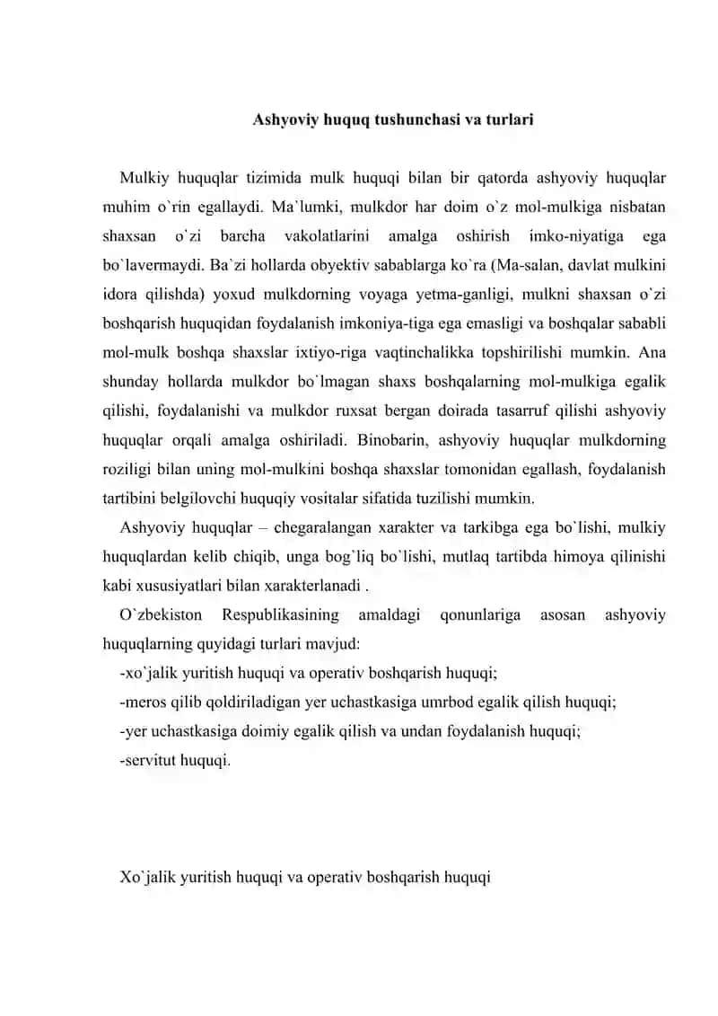 Ashyoviy huquq tushunchasi va turlari 2