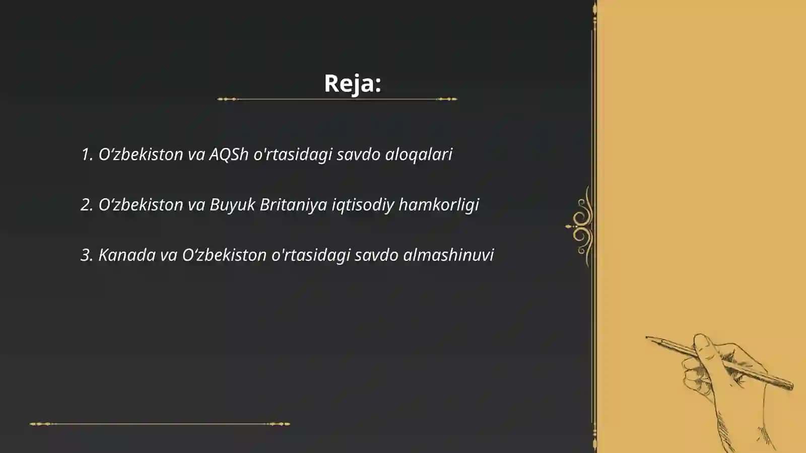 Oʻzbekiston bilan ingliz tilida soʻzlashuvchi mamlakatlarning iqtisodiy aloqalari.Oʻzbekiston bilan ingliz tilida soʻzlashuvchi mamlakatlarning import va aloqalari 2