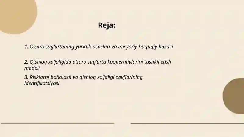 Oʻzaro sugʻurtani qishloq xoʻjaligida tashkil etish yoʻllari 2