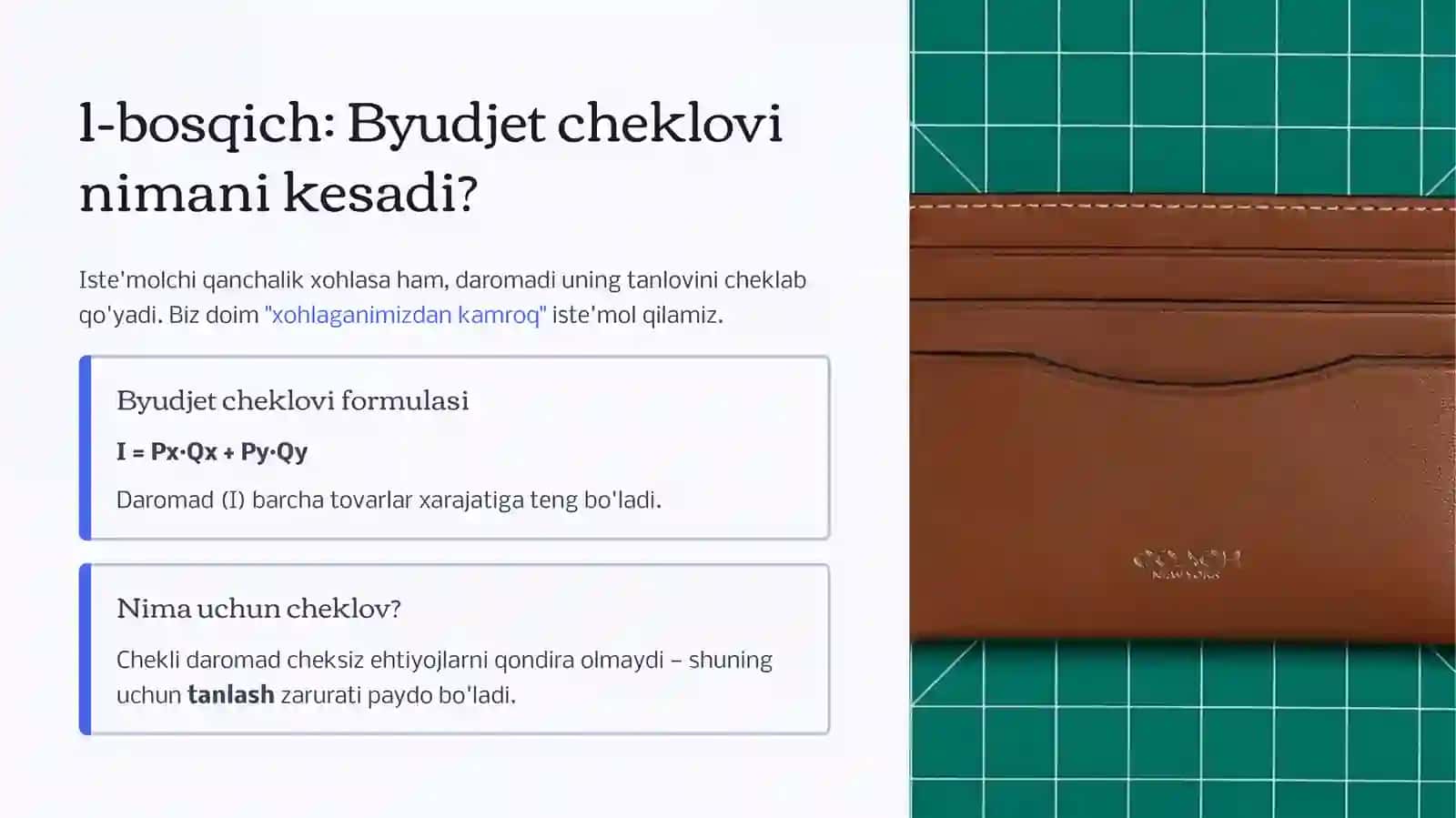 Byudjet Cheklovi va Iste'molchi Tanlovi 2
