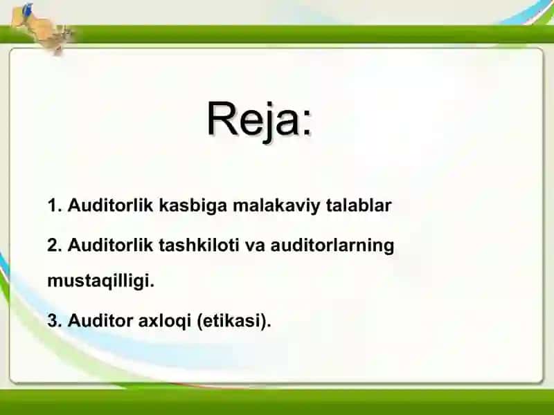 Auditorlik kasbiga malakaviy va axloqiy talablar 2