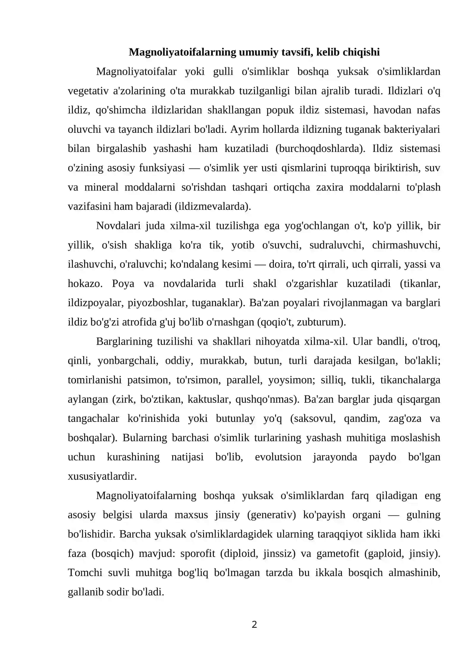 Magnoliyadoshlar va savrdoshlar oilasi 2