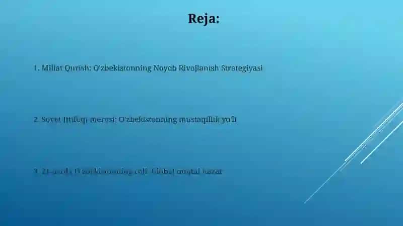 Millat Qurish: O'zbekistonning Noyob Rivojlanish Strategiyasi 2