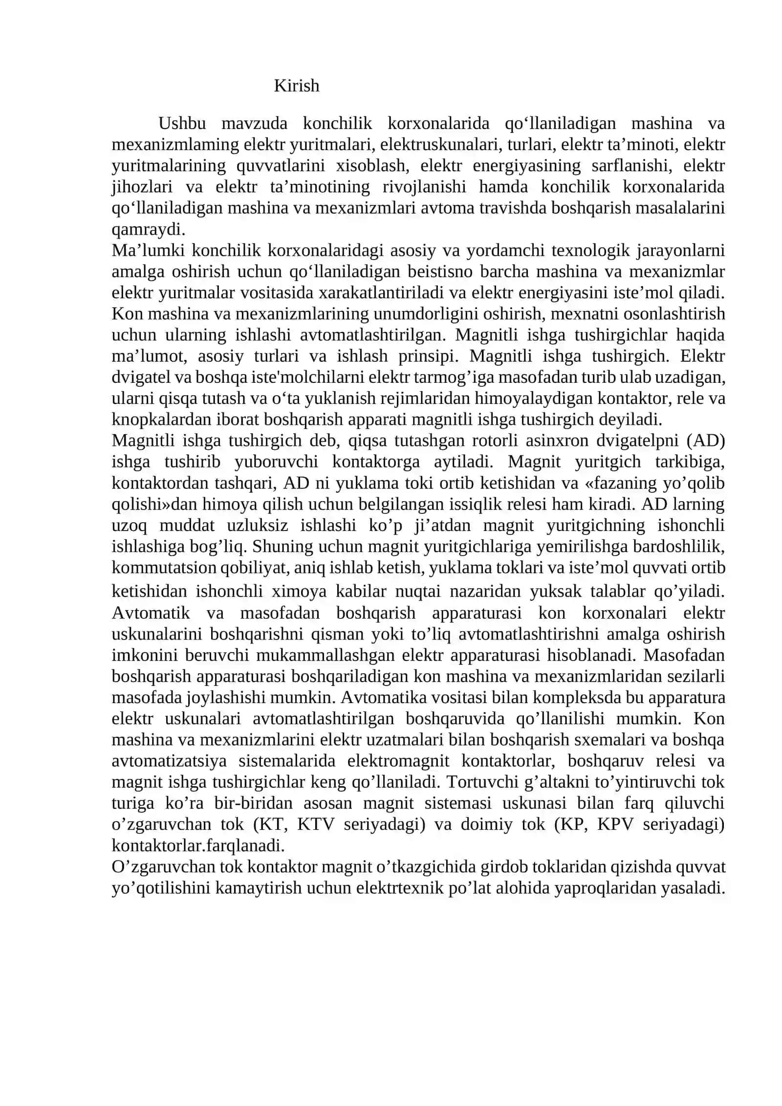 Magnitli ishga tushirgich yordamida elektrodvigatelni bir tomonlama aylantirishini boshqarish sxemasi(reversiv) 2
