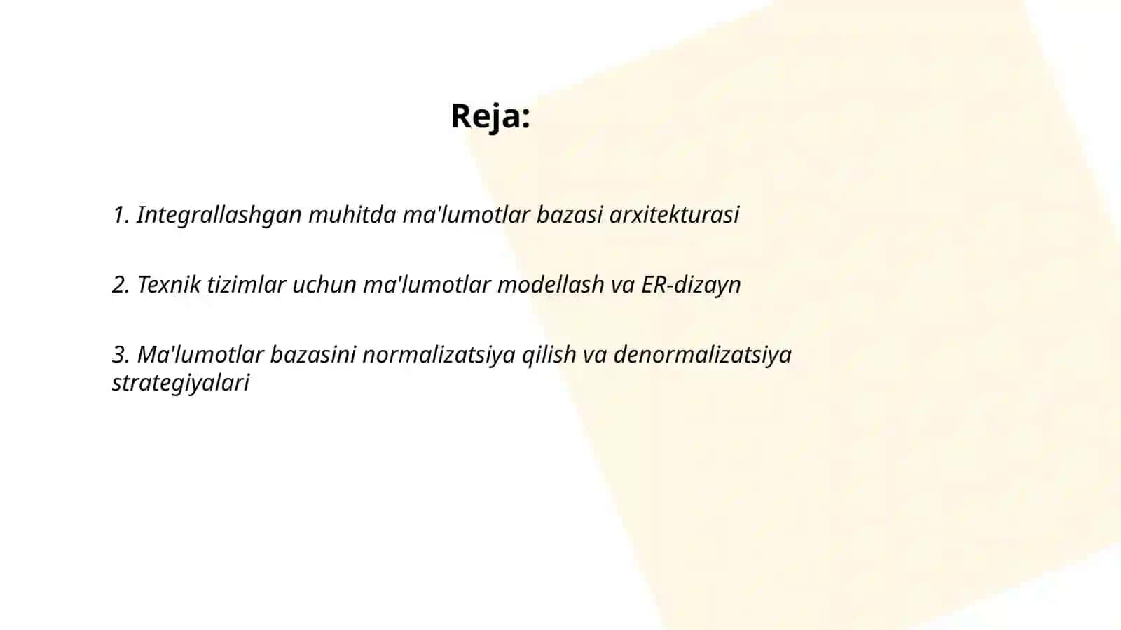 Integrallashgan muhitda ma'lumotlar bazasi yaratish va qayta ishlash 2