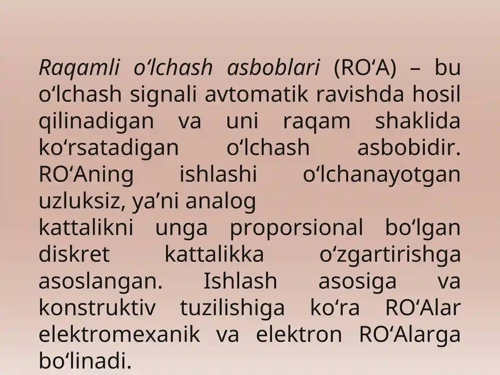 Raqamli o‘lchash asboblari 2